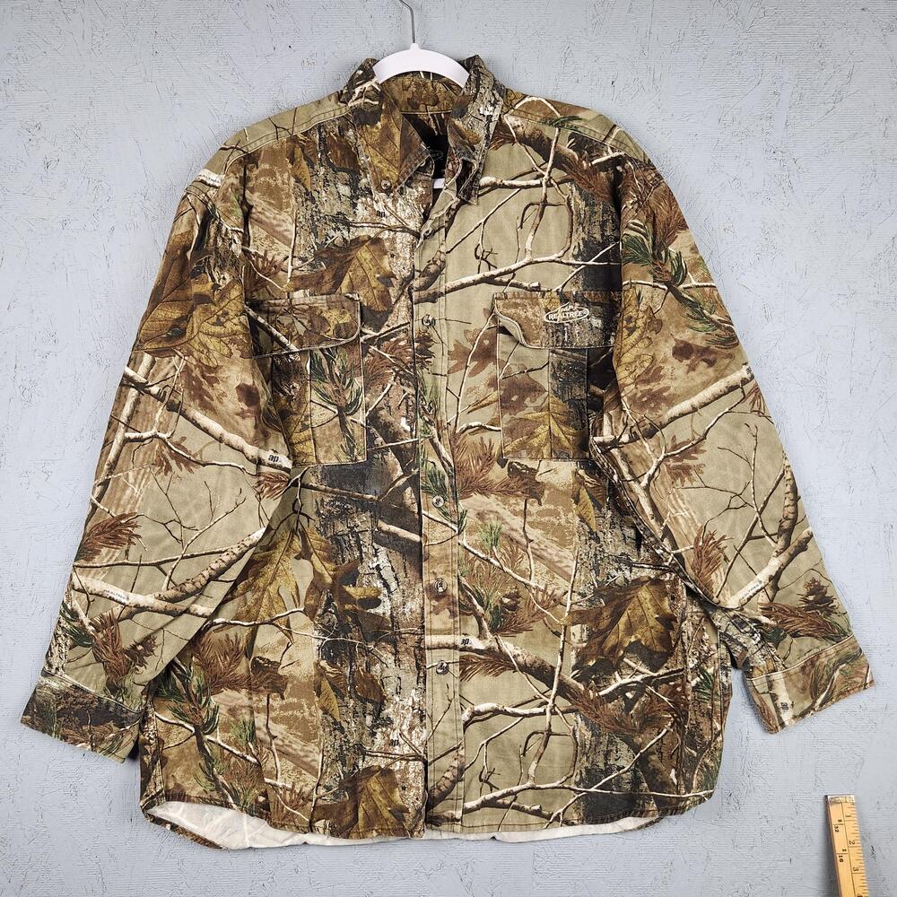 Vintage Team Realtree Shirt Mens XL Camo Hunting Pockets AP Camoflauge Logo Y2k